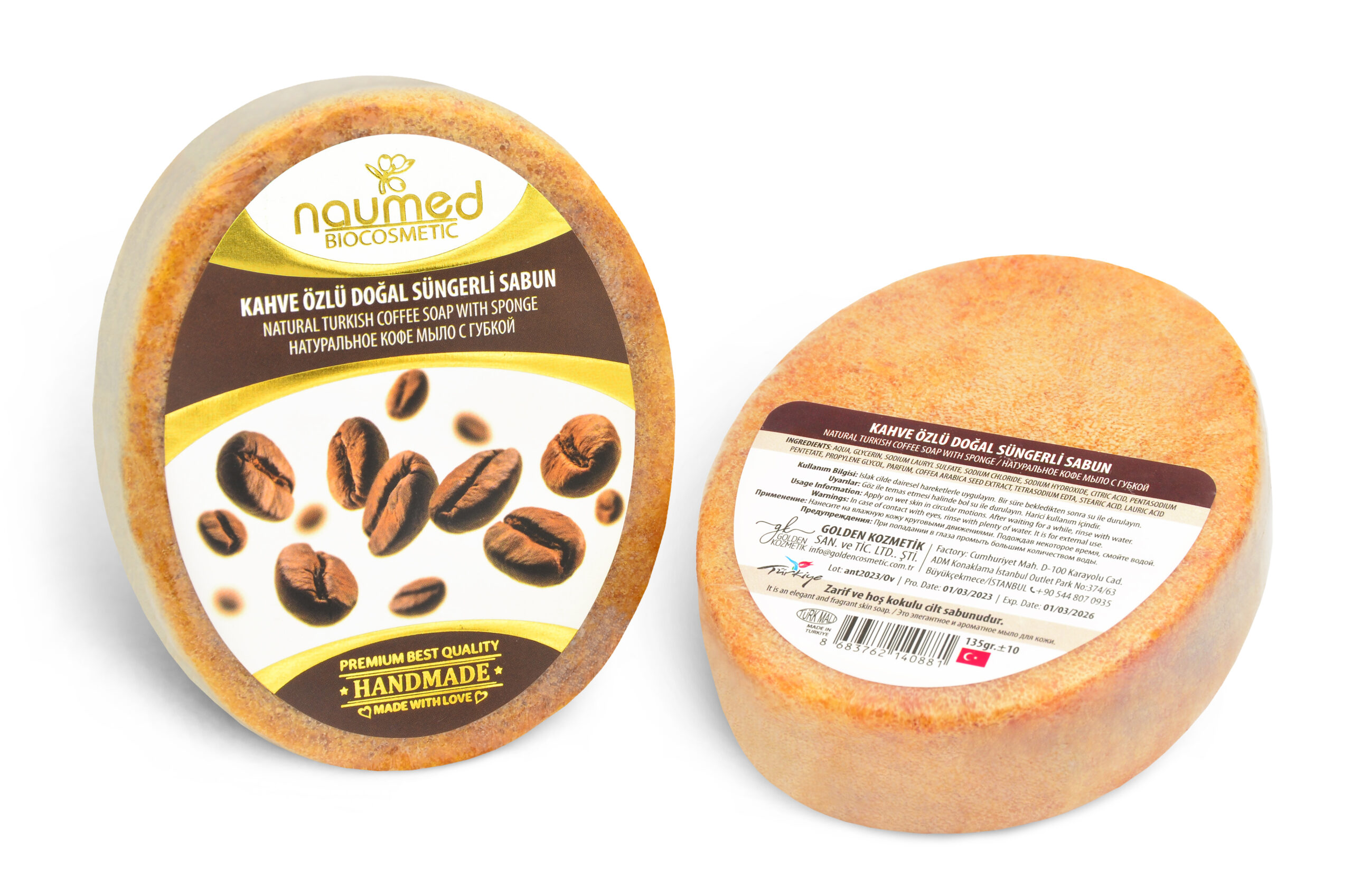 Naumed Kahve Özlü Süngerli Sabun 135g