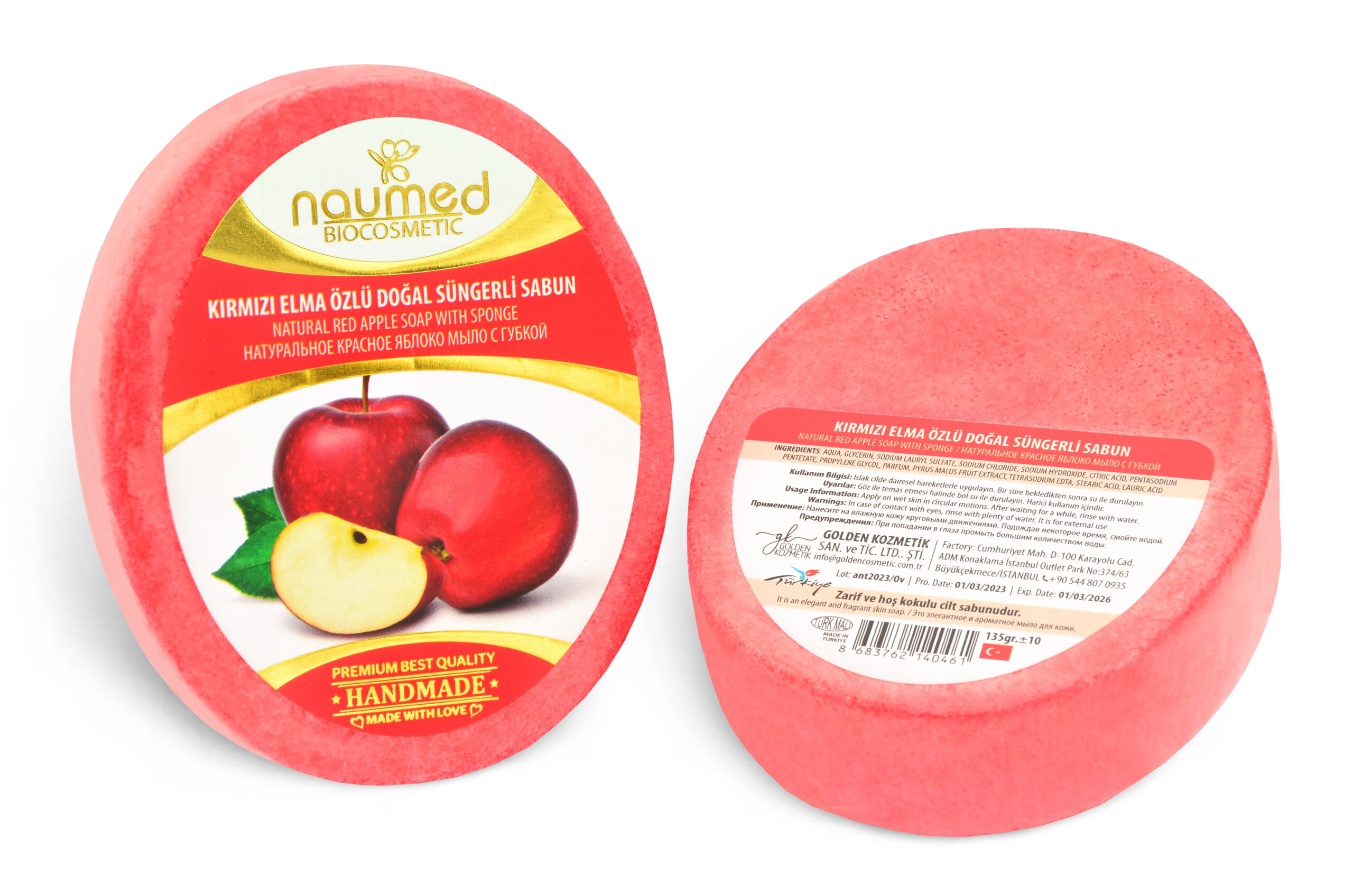 Naumed Kırmızı Elma Özlü Süngerli Sabun 135g