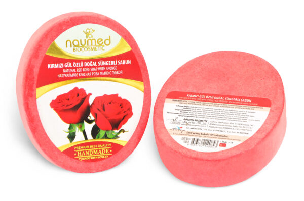 Naumed Kırmızı Gül Özlü Süngerli Sabun 135g