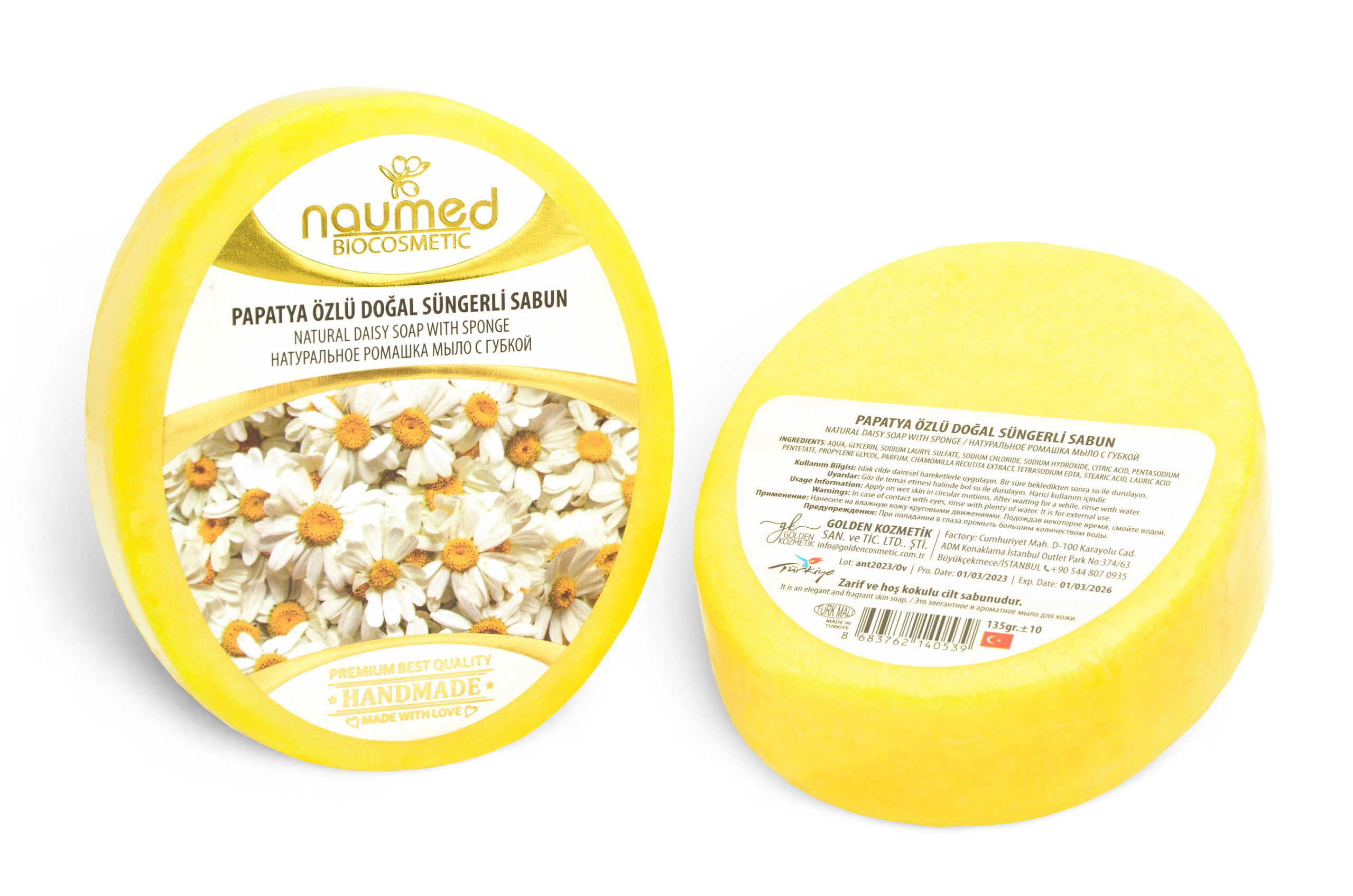 Naumed Papatya Özlü Süngerli Sabun 135g