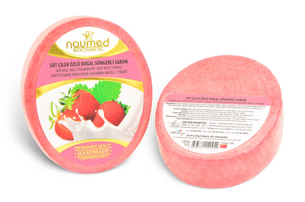 Naumed Eşek Sütlü Çilek Süngerli Sabun 135g